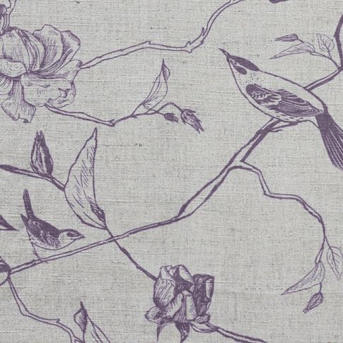 Gardenia Powder Plum - Pale Purple Botanical / bird pattern