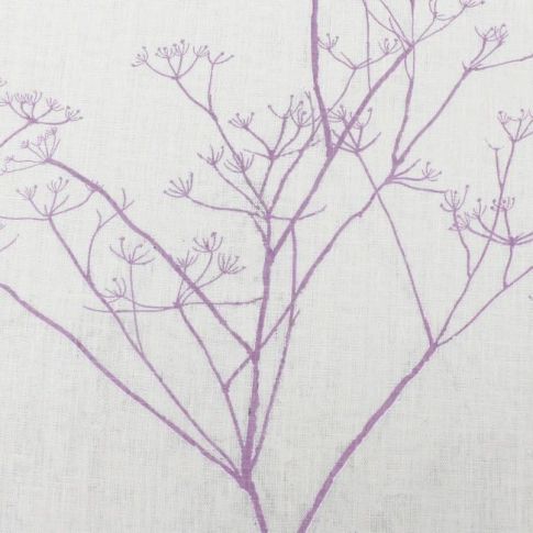 Cicely Powder Rose - White curtain fabric, Pink botanical print