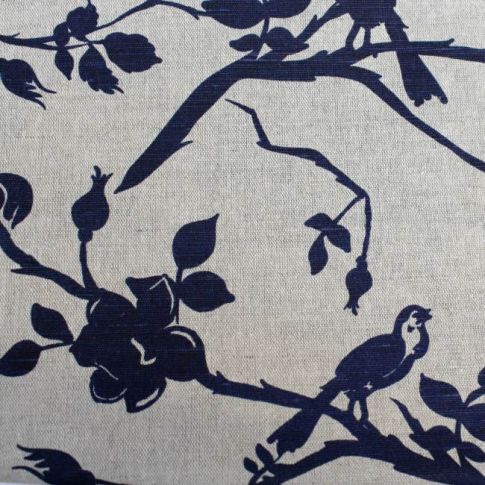 Rosebird Deep Blue - Dark Blue pattern with birds