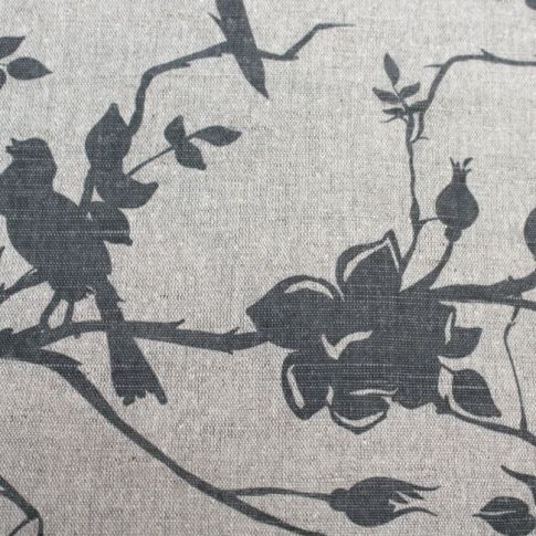 Rosebird Ash - Grey pattern with birds sitting on branches