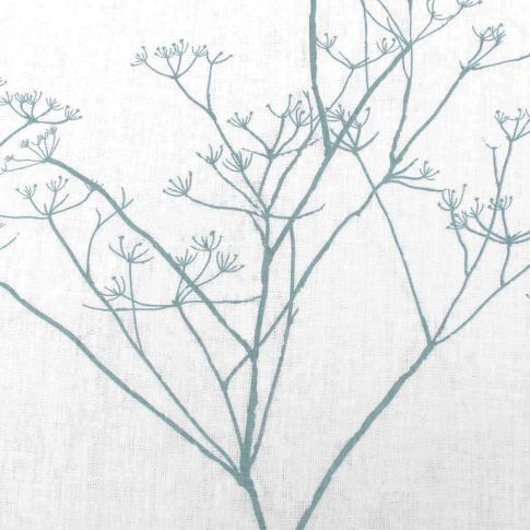 Cicely Sage - White linen, Green botanical print