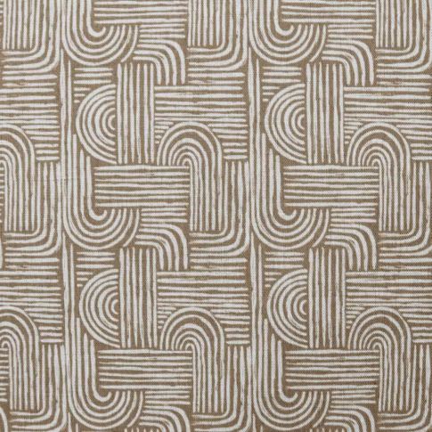 Ediva Sand - Curtain fabric with Brown abstract print