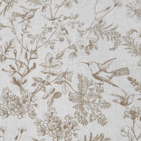 Marianne-INV Sand - Curtain fabric with Brown botanical print