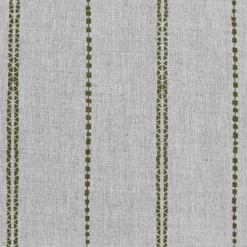 Inga-NAT Sea Weed - Natural fabric with Green decorative stripes, Linen Cotton mix