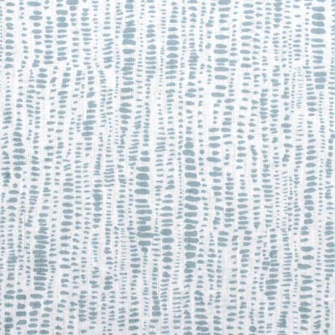 Dora-WHT-Shadow Blue - White fabric with Blue Print Abstract Print, 100% Linen