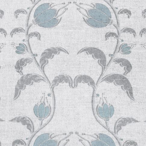 Dana Sky - Floral Blue and Grey print on Linen Cotton fabric