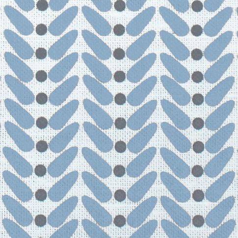 Hilda Sky - White curtain fabric printed with Light Blue and Grey