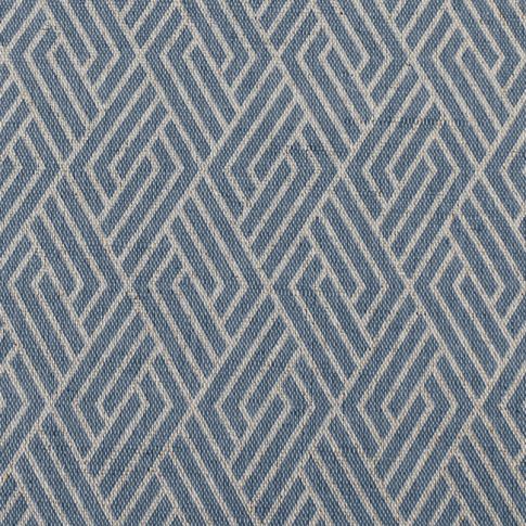 Vera True Blue - Natural curtain fabric, Blue contemporary print