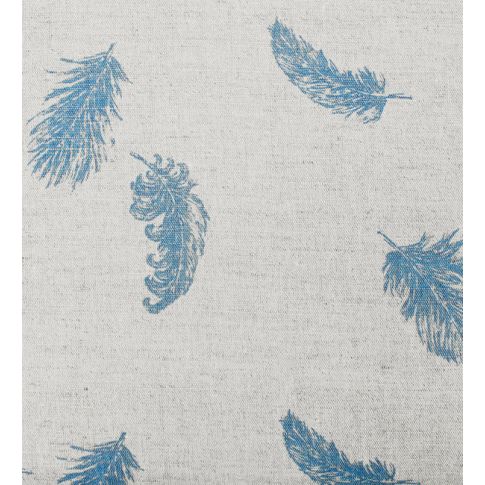 Feathers True Blue - Curtain fabric with blue feathers print