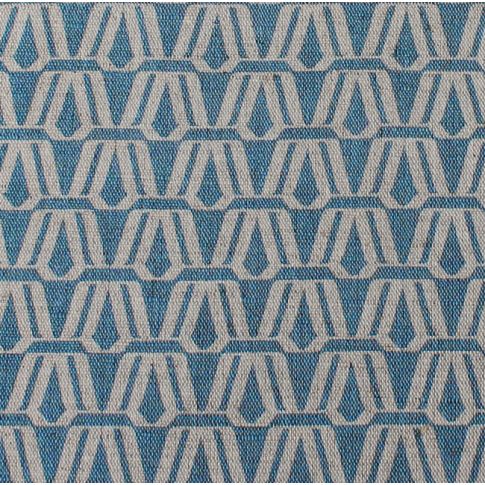 Elva True Blue - Natural curtain fabric, Blue contemporary print