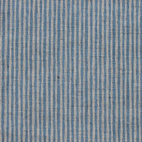 Laila True Blue - Curtain fabric with Blue stripes