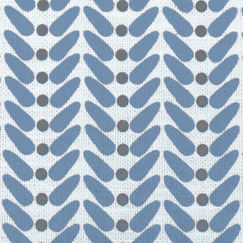 Hilda True Blue - White curtain fabric printed with Blue and Grey