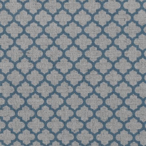 Jonna True Blue - Curtain fabric, blue moroccan clover pattern