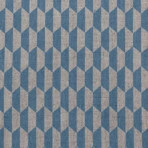 Lana True Blue - Fabric for curtains, Blue Print