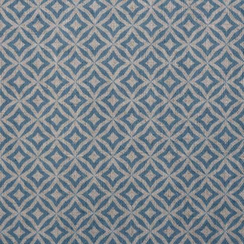 Nella True Blue- Fabric for curtains printed with Blue