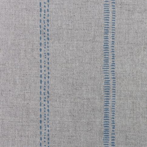 Rae True Blue - Curtain fabric with blue hand drawn stripes