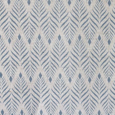 Sylvia True Blue - Blue abstract print on Natural fabric
