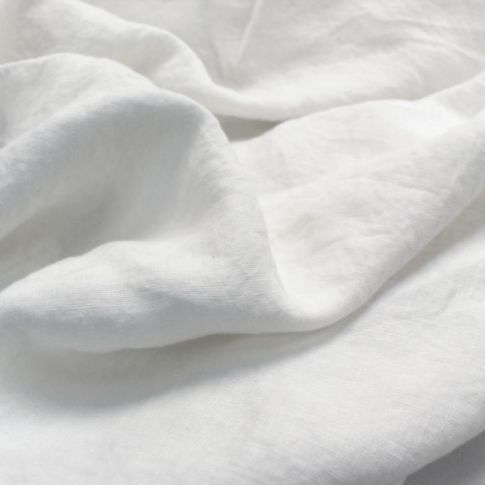 Ulrike White, White stonewashed linen cotton mix fabric