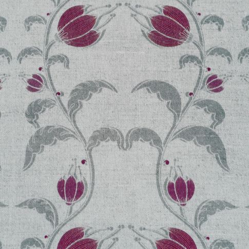 Dana Wine - Curtain fabric with red / grey print