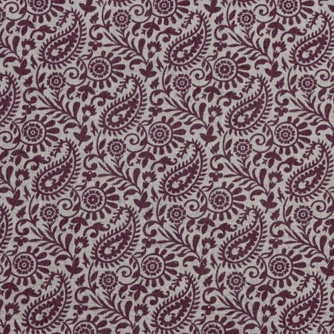 Nora Wine - Curtain fabric with Red paisley print