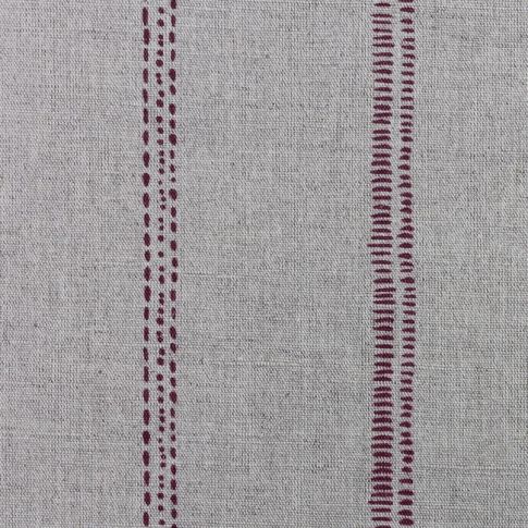 Rae Wine - Curtain fabric with red hand drawn stripes